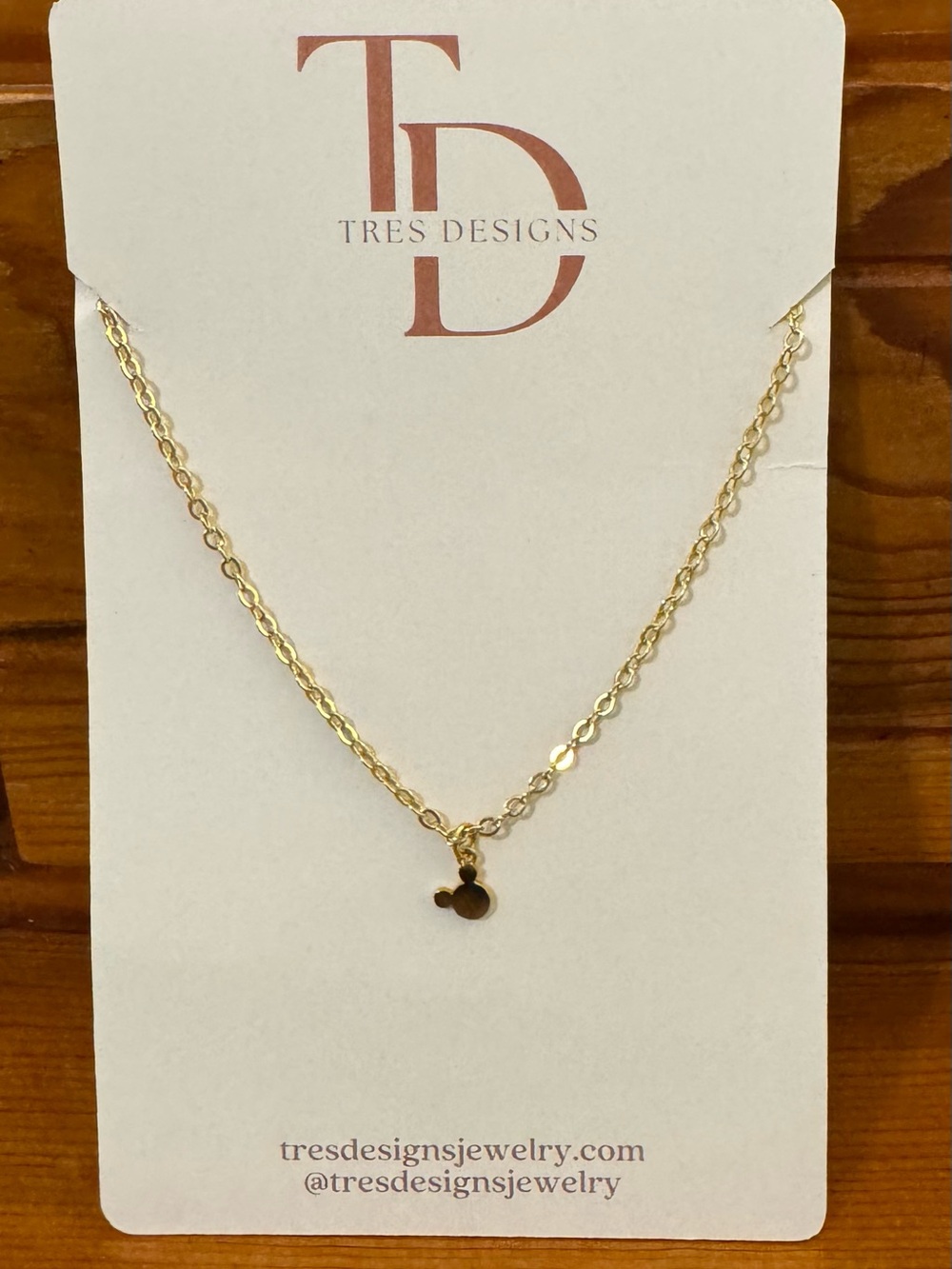 Gold Dainty Mickey Charm Necklace